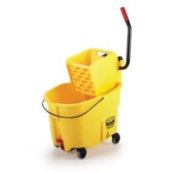 Rubbermaid Commercial Products FG618688YEL Wavebrake Side-Press Bucket and Wringer With Drain, Yellow
