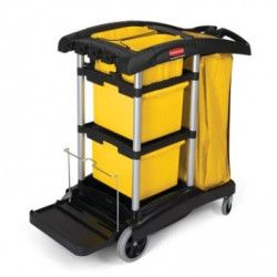 Rubbermaid Commercial Products FG9T7300BLA High-Capacity Janitorial Cleaning Cart with Bins