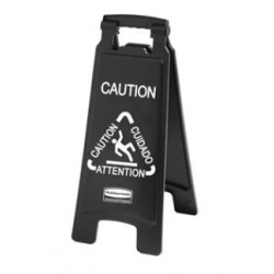 Rubbermaid Commercial Products 1867505 Executive Series Multilingual "Caution" Floor Sign, 2 Sided, 26", Black