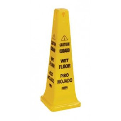 Rubbermaid Commercial Products FG627677YEL Safety Cone With Multilingual "Caution Wet Floor" Imprint, 36", Yellow