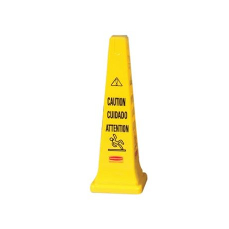 Rubbermaid Commercial Products FG627600YEL Multilingual "Caution" Floor Cone, 36", Yellow
