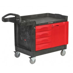 Rubbermaid Commercial Products FG453388BLA TradeMaster Cart With 4 Drawers and Cabinet, Small