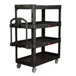 Rubbermaid Commercial Products 2128657 Brute 4-Shelf Heavy-Duty Ergo Utility Cart, 700 LB Capacity, Black