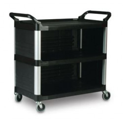 Rubbermaid Commercial Products FG409300BLA Utility Cart With Enclosed End Panels On 3 Sides, Black