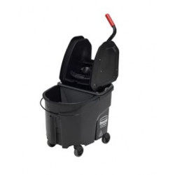 Rubbermaid Commercial Products 1863898 WaveBrake 35 QT Down Press Bucket and Wringer With Dirty Water Bucket, Black