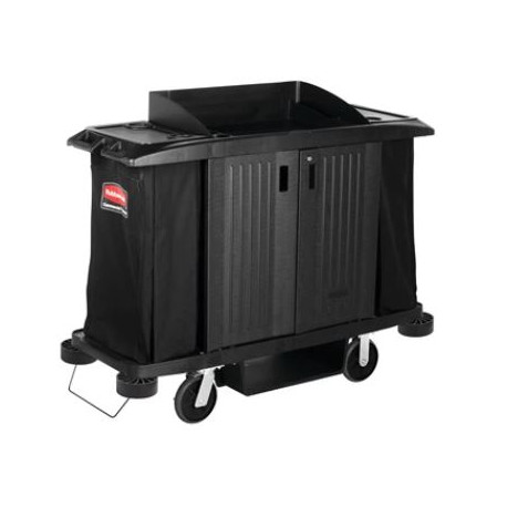 Rubbermaid Commercial Products FG619100BLA Executive Full-Size Housekeeping Cart With Doors - Traditional, Black