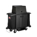 Rubbermaid Commercial Products FG9T1900BLA Executive Full-Size Housekeeping Cart With Hood and Door - Traditional, Black