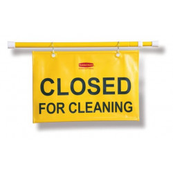 Rubbermaid Commercial Products FG9S1500YEL English Only "Closed For Cleaning" Hanging Doorway Safety Sign, Yellow