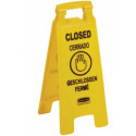 Rubbermaid Commercial Products FG611278YEL Multilingual "Closed" Floor Sign, 25", Yellow
