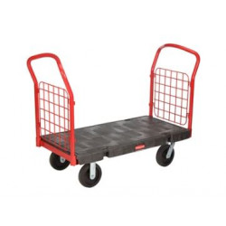 Rubbermaid Commercial Products FG448600BLA Side-Panel Platform Truck, 24" x 48" With 8" TPR Casters