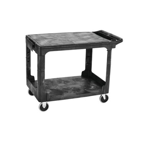Rubbermaid Commercial Products FG45 Heavy-Duty Flat Handle Utility Cart With Flat Shelf, 500 LB Capacity, Black