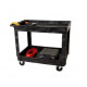 Rubbermaid Commercial Products FG9T6700BLA Heavy-Duty Flat Handle Utility Cart w/ Lipped Shelf, Medium, Black