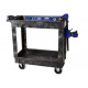 Rubbermaid Commercial Products FG9T6600BLA Heavy-Duty Flat Handle Utility Cart w/ Lipped Shelf, Small, Black