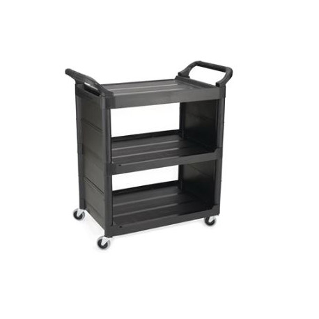 Rubbermaid Commercial Products FG342100BLA Service Utility Cart With 3" Swivel Casters and End Panels, 150 LB Capacity, Black