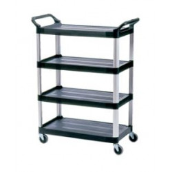 Rubbermaid Commercial Products FG409600BLA Xtra 4-Shelf Cart With Open Sided, 300 LB Capacity, Black
