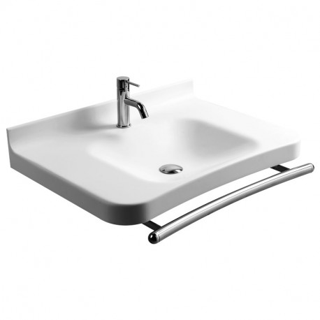 Ponte Giulio B46CNM22W3 Acrylic Stone Sink with Stainless Steel Hand Pull / Towel Bar