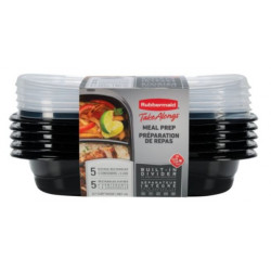 Rubbermaid 2042882 TakeAlongs Food Storage 3.7 Cup Divided Containers, Meal Prep, 10 Piece, Black