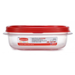 Rubbermaid 20303 EasyFindLids With Vents Medium Container, Square, Red