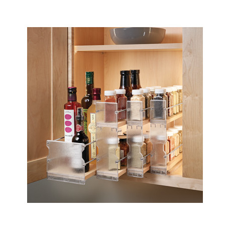 Hafele 545.06. Pull-Out Spice Rack, Wooden Cabinet Accessory