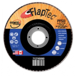 Gemtex Abrasives 712 Flaptec Premium Zirconia Fiberglass Standard Density Black Flap Disc