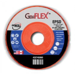 Gemtex Abrasives 4327 Gemflex General Purpose Zirconia Trimmable Plastic Standard Density Back Flap Disc, Type 27