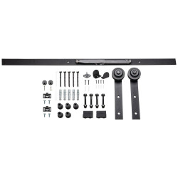 Hardware Resources BDH-01MB-72-R Barn Door Hardware Kit Traditional Strap with Soft-close Matte Black 6 ft Length
