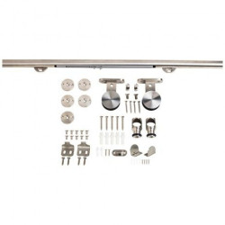 Hardware Resources BDH-05SS-72-R Barn Door Hardware Kit Contemporary Bar with Soft-close Stainless Steel 6 ft Length
