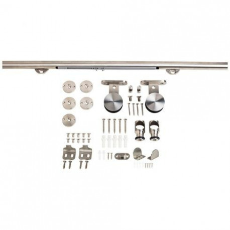 Hardware Resources BDH-05SS-72-R Barn Door Hardware Kit Contemporary Bar with Soft-close Stainless Steel 6 ft Length