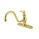 Kingston Brass KS1572TLLS Heritage Single Handle 8" Centerset Kitchen Faucet & TLLS lever handles, Bright Brass