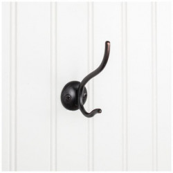Hardware Resources YD30-381 Slender Contemporary Double Prong Wall Mounted Hook