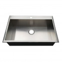 Kingston Brass KDS322191BN Gourmetier UPTOWNE 32"X21" Self-Rimming Single Bowl Sink, Satin Nickel