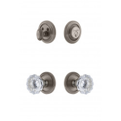 Grandeur Circulaire Rosette w/ Fontainebleau Crystal Knob & Matching Deadbolt