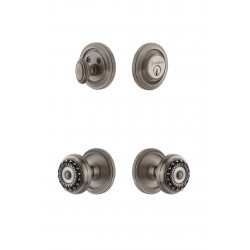 Grandeur Circulaire Rosette w/ Parthenon Knob & Matching Deadbolt