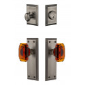 Grandeur Fifth Avenue Plate w/ Amber Baguette Crystal Knob & Matching Deadbolt