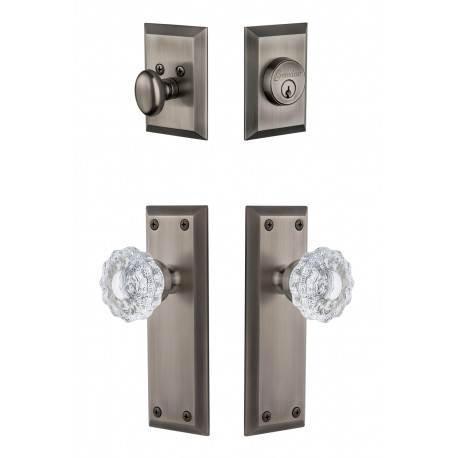 Grandeur Fifth Avenue Plate w/ Versailles Crystal Knob & Matching Deadbolt