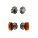 Grandeur Georgetown Rosette w/ Amber Baguette Crystal Knob & Matching Deadbolt