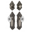 Grandeur Grande Victorian Long Plate w/ Burgundy Crystal Knob & Matching Deadbolt