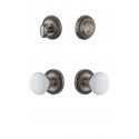 Grandeur Newport Rosette w/ Hyde Park Porcelain Knob & Matching Deadbolt