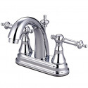 Kingston Brass KS761 Templeton Two Handle 4" Centerset Lavatory Faucet w/ Brass Pop-up & TL lever handles