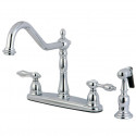 Kingston Brass KB1758TALBS Tudor 8" Center Kitchen Faucet w/ Brass Sprayer