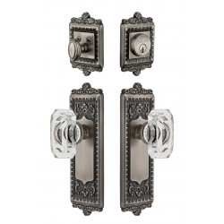 Grandeur Windsor Long Plate w/ Baguette Crystal Knob & Matching Deadbolt