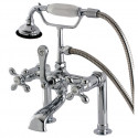 Kingston Brass AE10 Aqua Eden Vintage Deck Mount Clawfoot Tub Faucet w/ porcelain lever handles