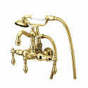 Kingston Brass CC1007 Vintage 3-3/8" Wall Mount Clawfoot Tub Filler w/ Hand & Shower w/ metal levers