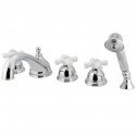 Kingston Brass KS33 Royale Three Handle Roman Tub Filler w/ Hand & Shower