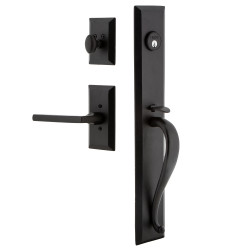 Ageless Iron AGRVALDRK Keep One-Piece Handleset w/ A Grip w/ Vale Plate & Dirk Lever, Black Iron