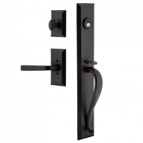 Ageless Iron AGRVALLAN Keep One-Piece Handleset w/ A Grip w/ Vale Plate & Lance Lever, Black Iron
