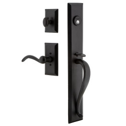 Ageless Iron AGRVALTIN Keep One-Piece Handleset w/ A Grip w/ Vale Plate & Tine Lever, Black Iron