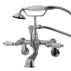 Kingston Brass CC55T Vintage Wall Mount Clawfoot Tub Filler with Hand Shower