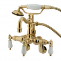 Kingston Brass CC1305T8 Vintage 3-3/8" - 9" Adjustable Center Wall Mount Clawfoot Tub Filler w/ Porcelain lever