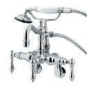 Kingston Brass CC130 Vintage 3-3/8" - 9" Adjustable Center Wall Mount Clawfoot Tub Filler w/ metal levers